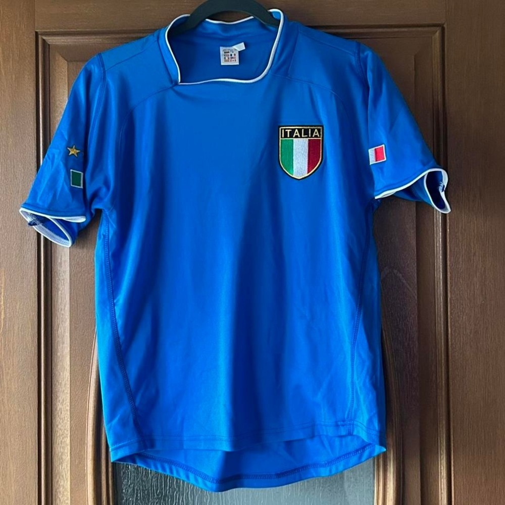 Blue Italy soccer jersey boys size large EUC
